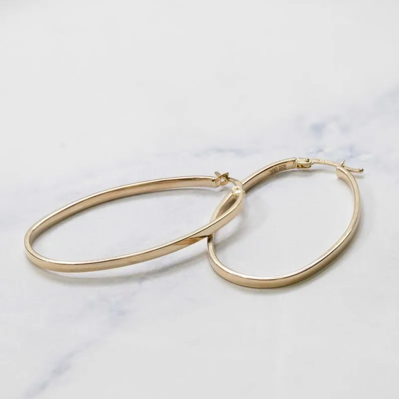 14K Gold Ellipse Hoop Earrings