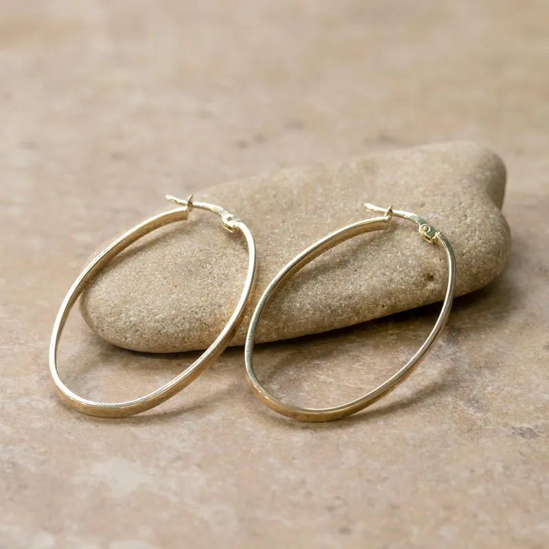 14K Gold Ellipse Hoop Earrings