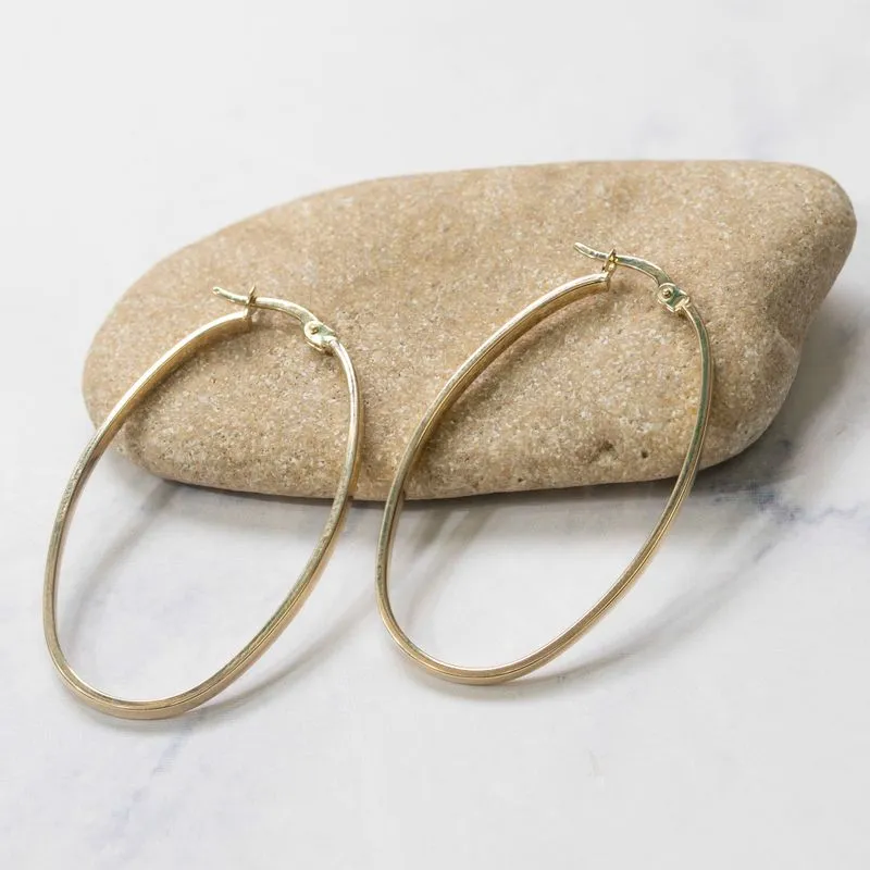 14K Gold Ellipse Hoop Earrings