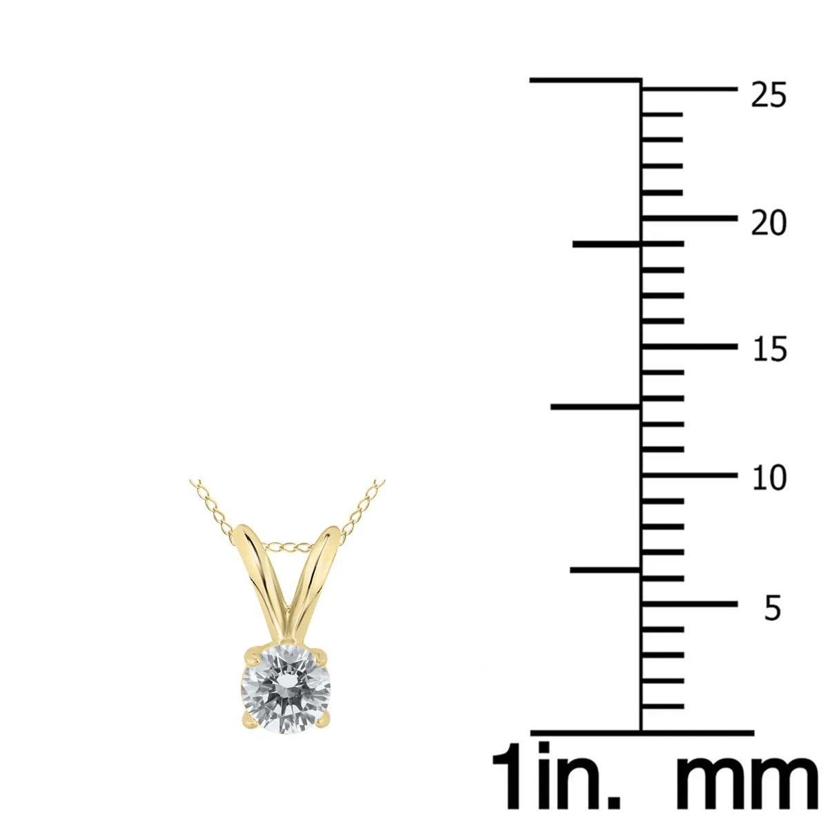 1/5 Carat Round Diamond Solitaire Pendant In 14K Yellow Gold (K-L Color, I2-I3 Clarity)