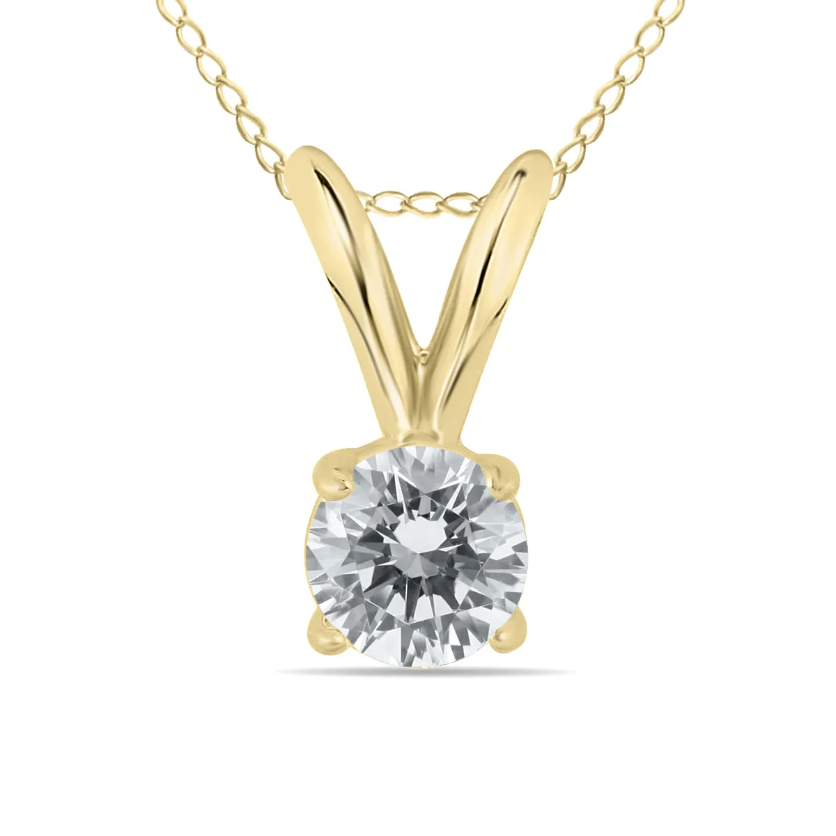 1/5 Carat Round Diamond Solitaire Pendant In 14K Yellow Gold (K-L Color, I2-I3 Clarity)