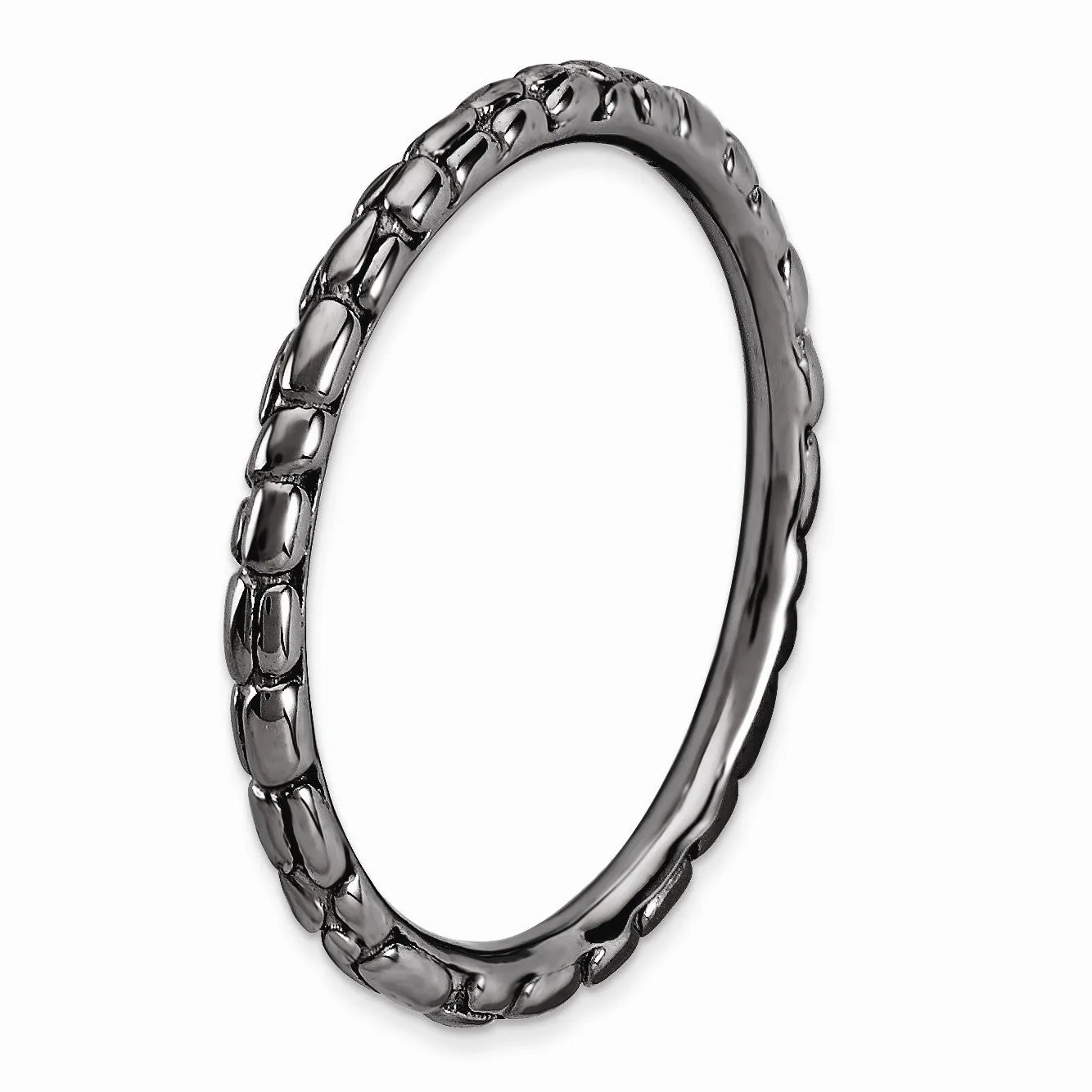 1.5mm Stackable Black Plated Silver Band