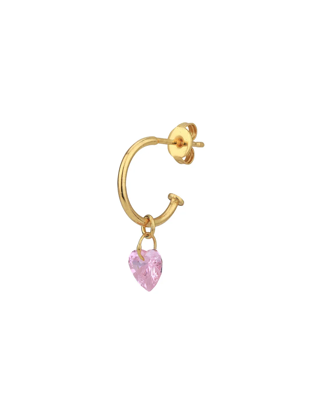 18kt Gold Plated with Dangling CZ Heart Half Hoop Earring for women