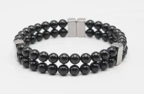 2 Row Black Tourmaline Bracelet