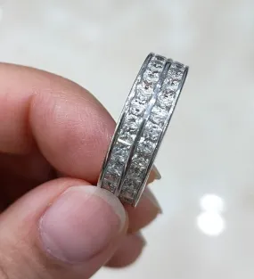 2.5mm Square Double Tension Setting Eternity Band Ring for Men Women