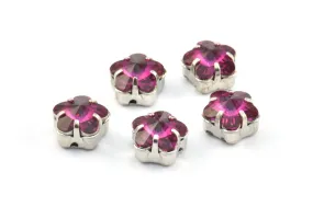 3 Silver Plated Purple Swarovski Rhinestone Prong Setting (10x7mm) Y269