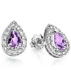 3/4 CARAT AMETHYST 925 STERLING SILVER EARRINGS STUD