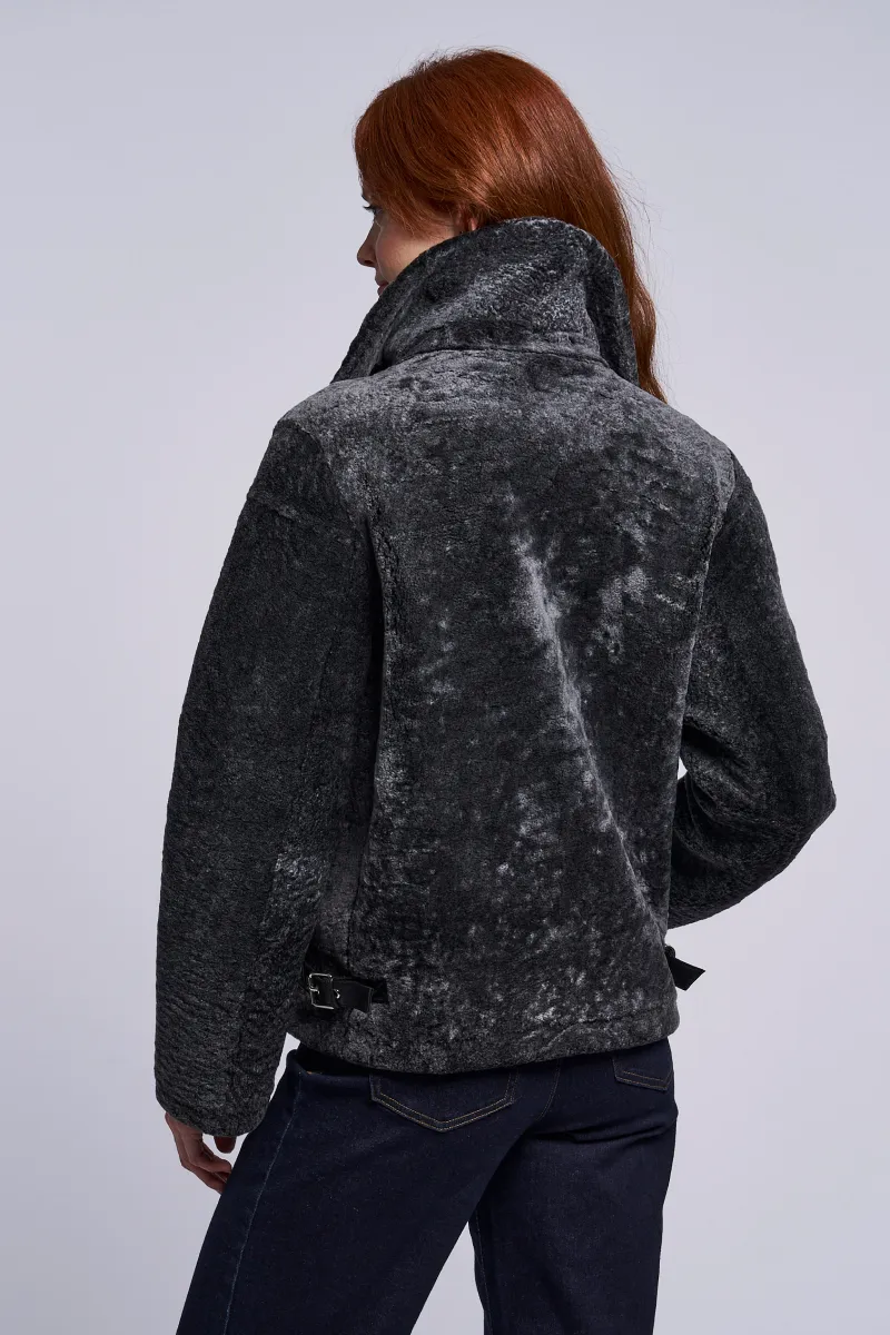 472 Genuine shearling biker jacket