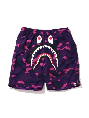 A Bathing Ape Color Camo Shark Beach Shorts Purple