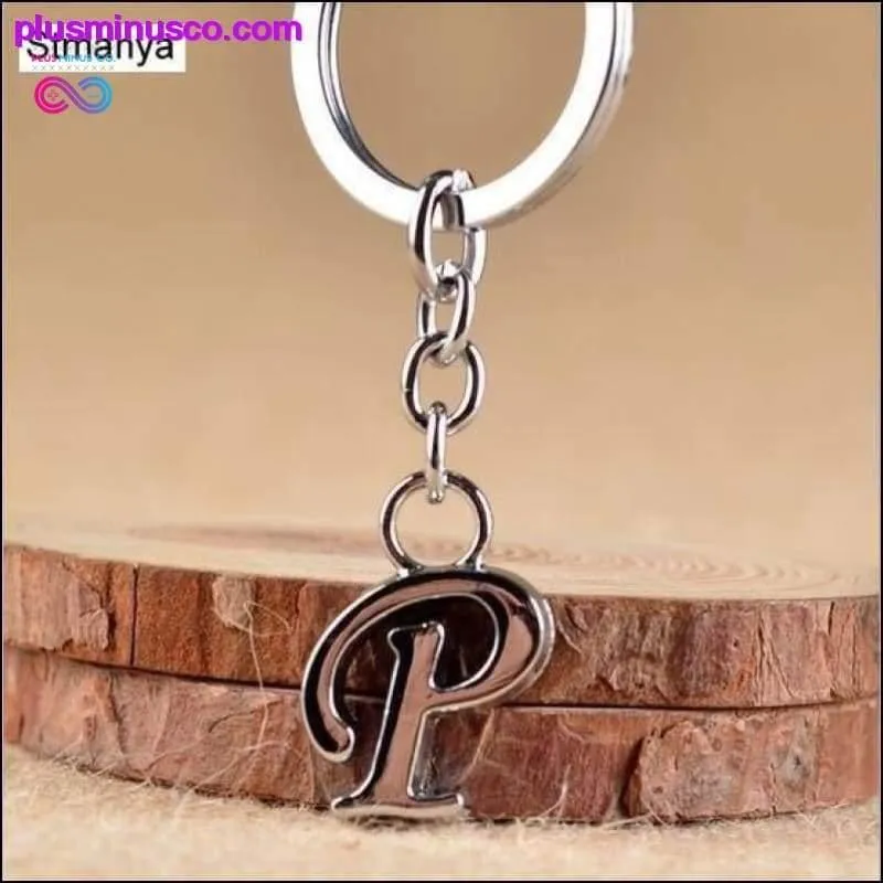 A-Z Letters key Chain Silver Color Metal Keychain Women Car