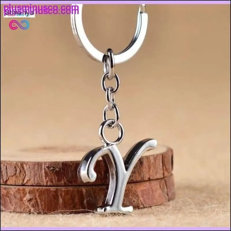 A-Z Letters key Chain Silver Color Metal Keychain Women Car