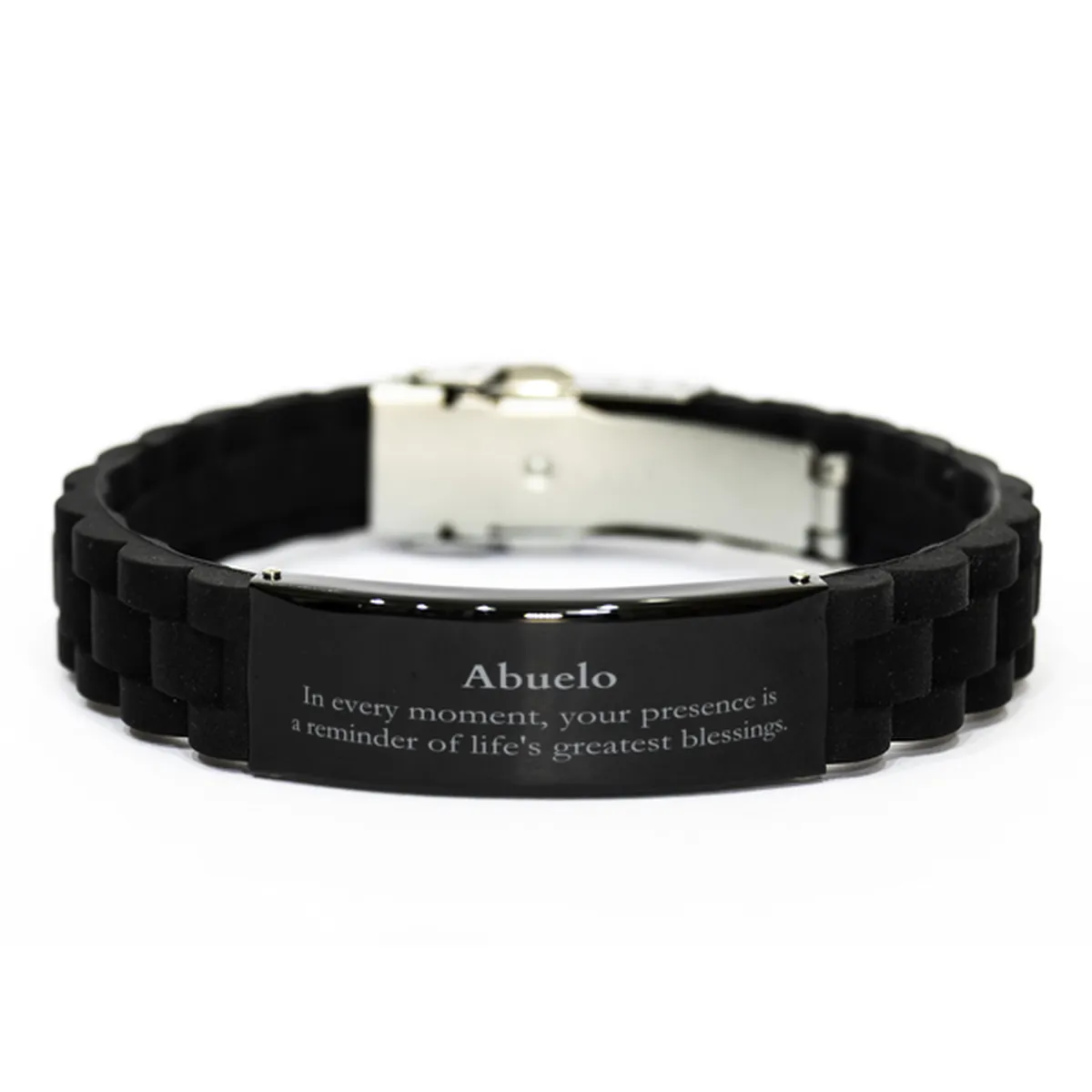 Abuelo Thank You Gifts, Your presence is a reminder of life's greatest, Appreciation Blessing Birthday Black Glidelock Clasp Bracelet for Abuelo