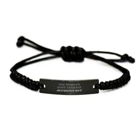 Accountant Black Rope Bracelet - THE WORLDS MOST AVERAGE Inspires Confidence for Graduation and Holidays