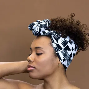 African Black & White Kente headwrap