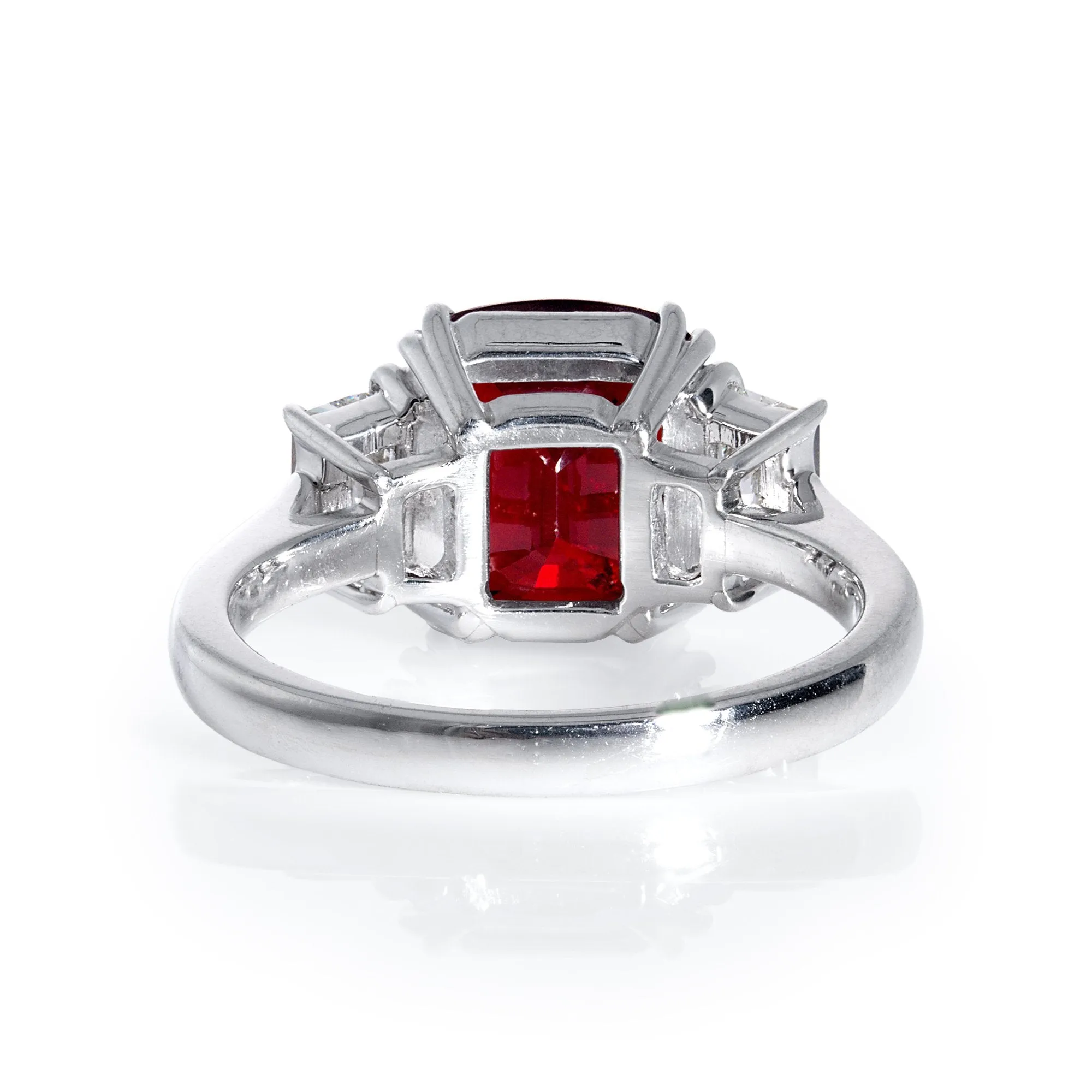 AGL 5.50ct Natural BURMA No-Heat Vivid Red SPINEL & Diamond 3 Stone Vintage Ring