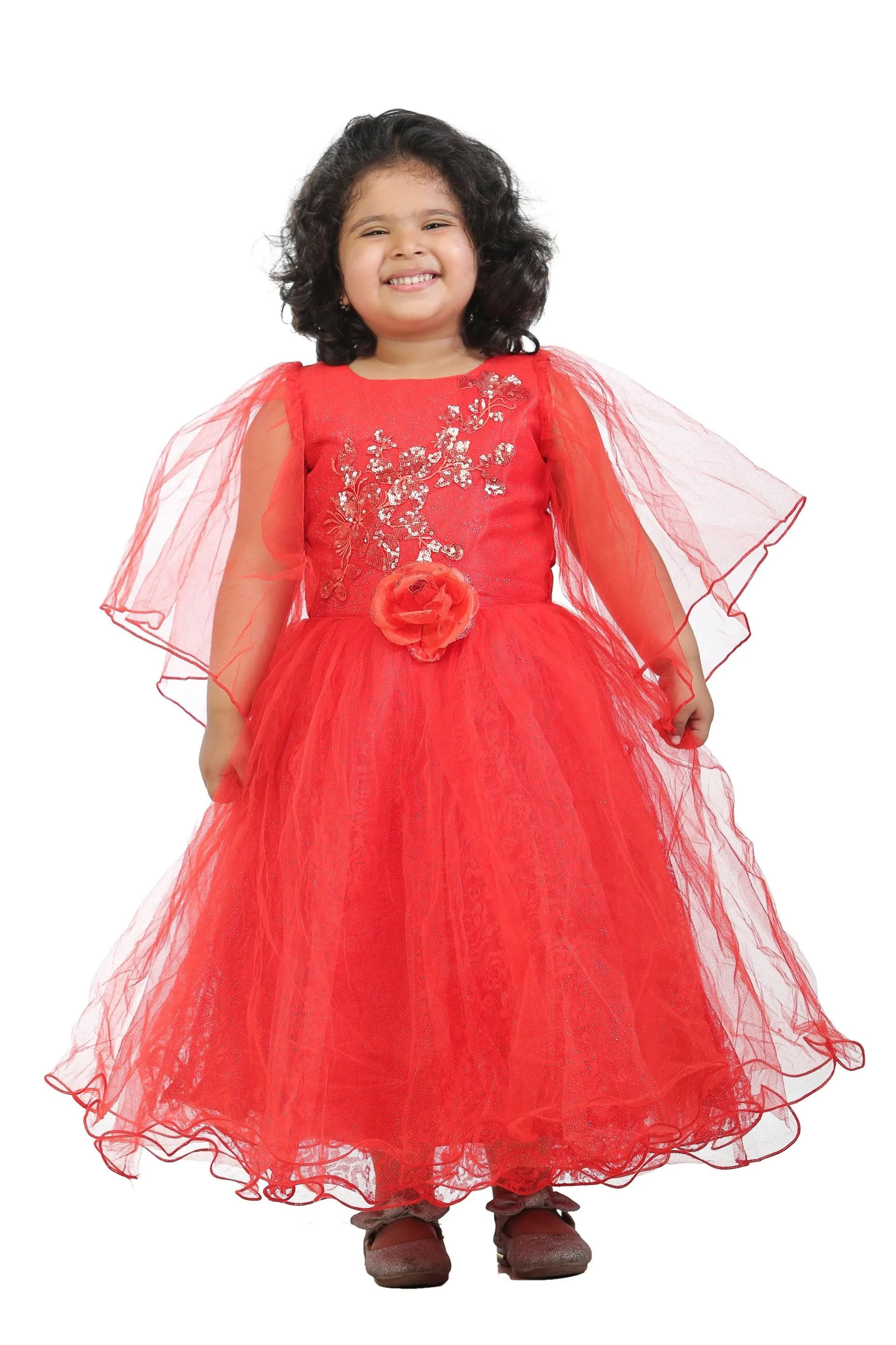 Ahhaaaa Kids Cotton A-Line Maxi Dress/Angel Pari Dress/Christmas Gown