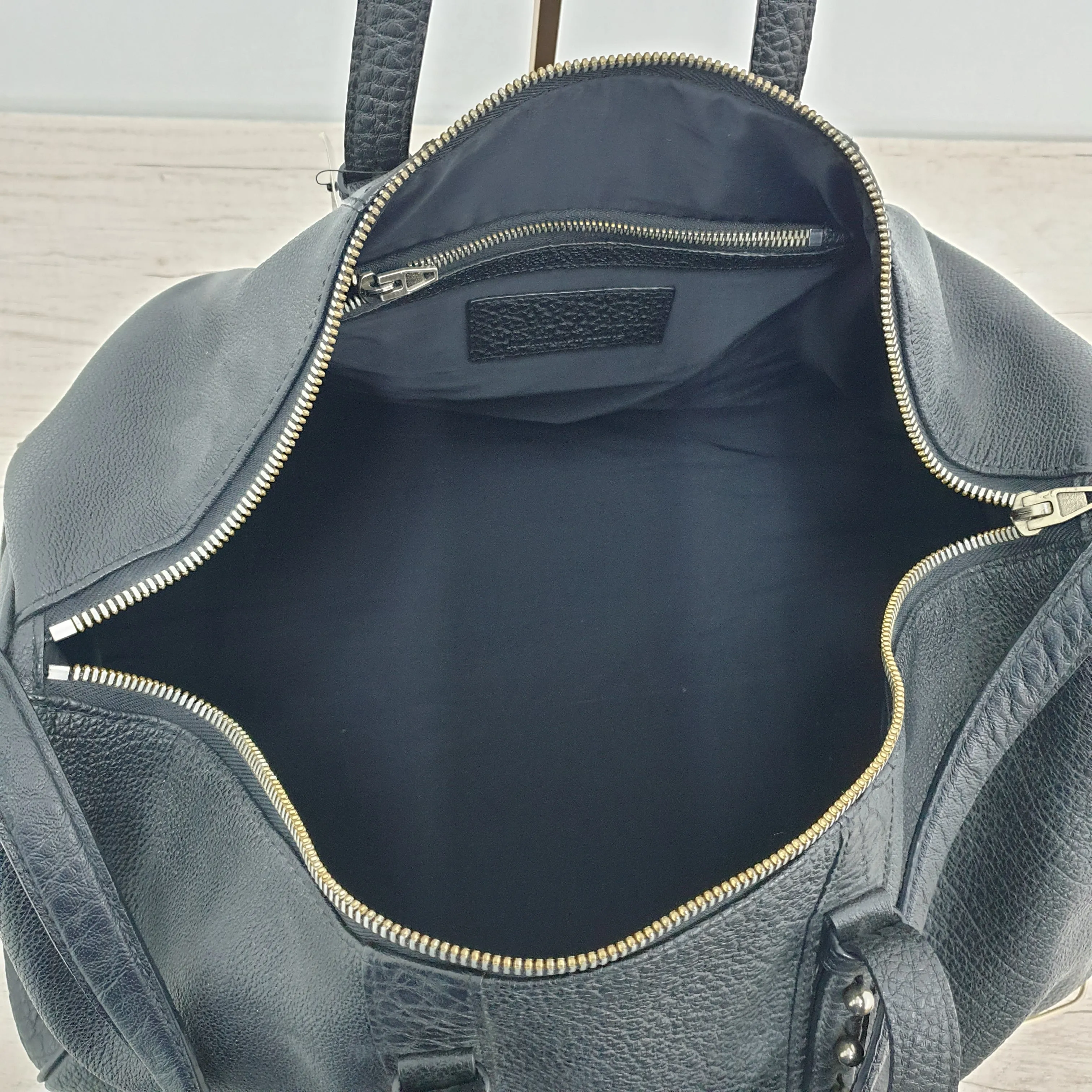 Alexander Wang Black Mixed Grain Duffel Bag