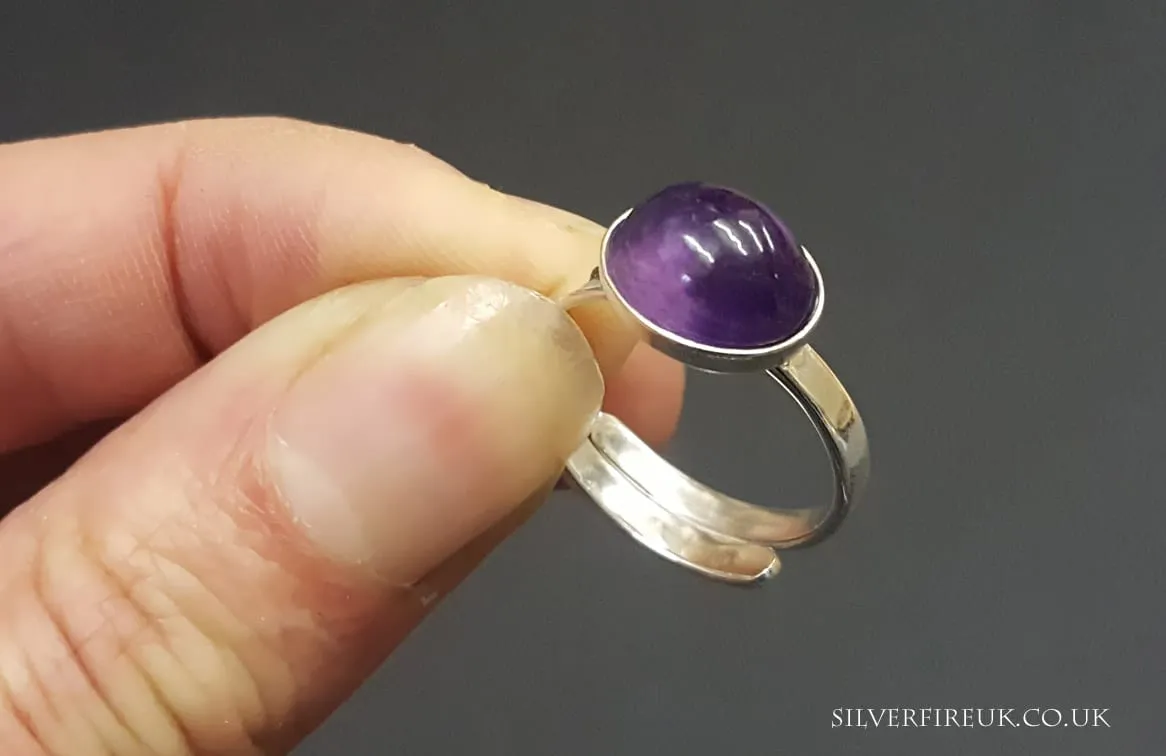 Amethyst Silver Ring - Adjustable