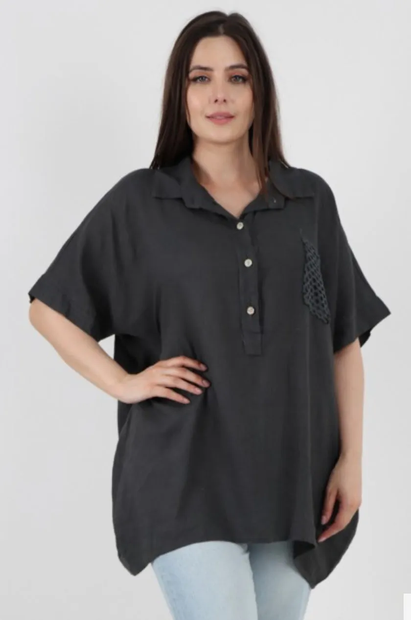 Anne   Kate Italian Nardo Linen Top