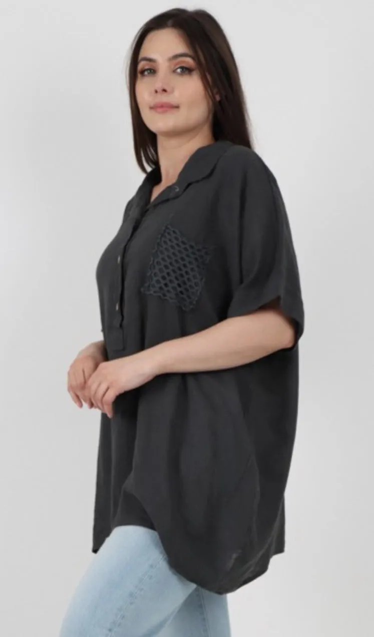 Anne   Kate Italian Nardo Linen Top