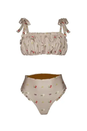 ANTIQUE BEIGE DIENTE DE LEÓN HIGH-RISE BIKINI