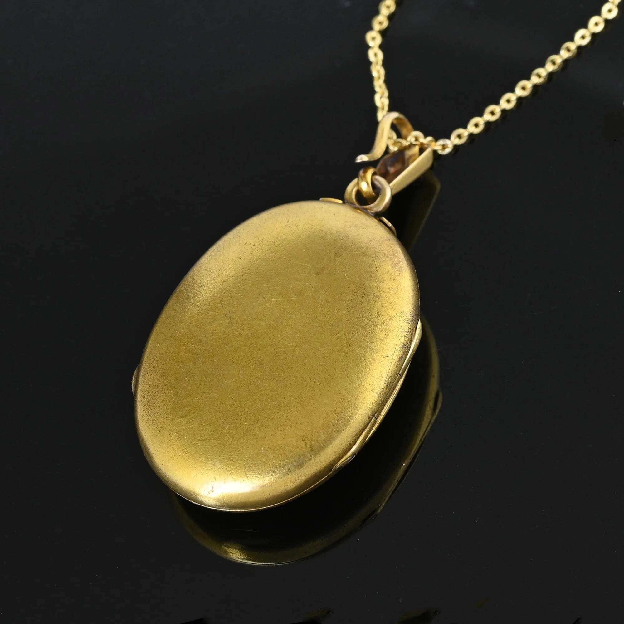 Antique Victorian Pearl Solid 14K Gold Locket Necklace