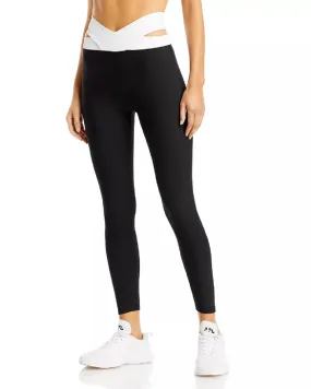 Aqua Women's Athletic Criss Cross Waist Leggings, Black, M