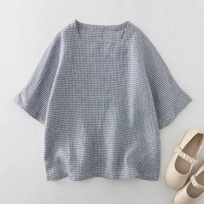 Babakud Flaxen Azure Plaid Haven Blouse