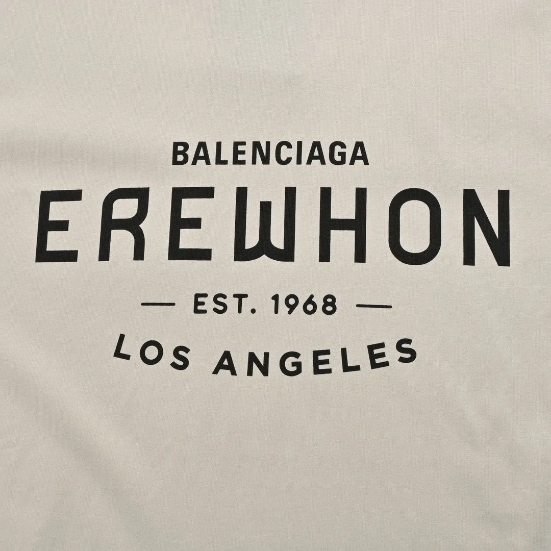 Balenciaga Beige T-Shirt with EREWHON Graphic