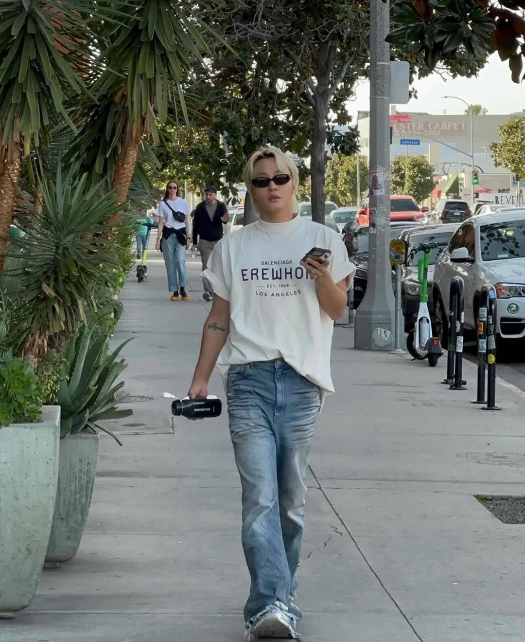 Balenciaga Beige T-Shirt with EREWHON Graphic