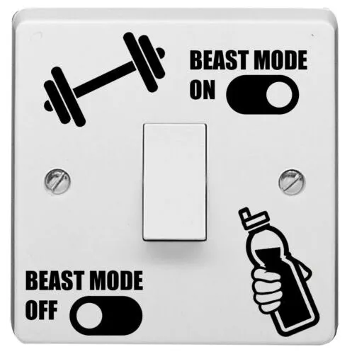 Beast Mode Light Switch Sticker Decal Vinyl New Weight Lifters Trainers Gym New