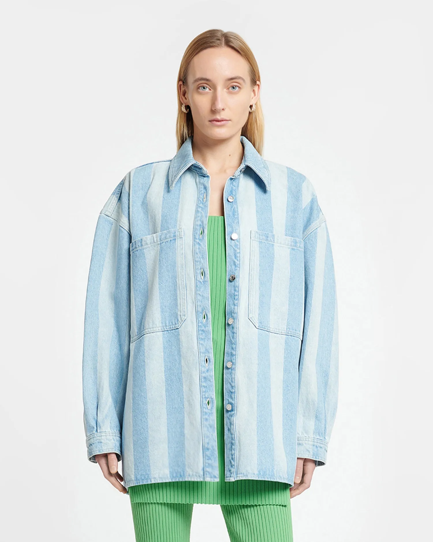 Beaux - Striped Denim Long-Sleeve Shirt - Eco Light Wash