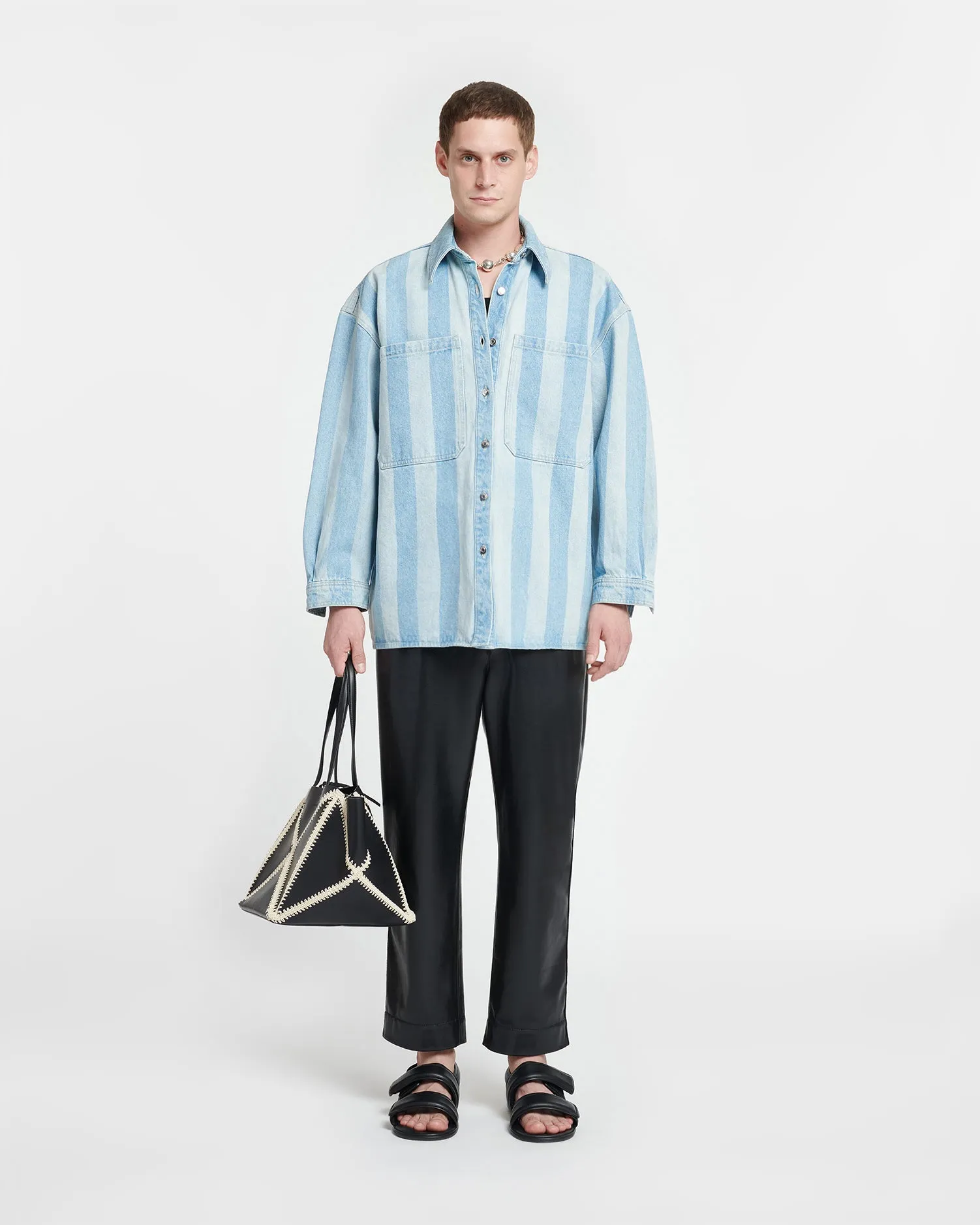 Beaux - Striped Denim Long-Sleeve Shirt - Eco Light Wash