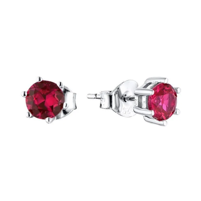 Bella Luna Birthstone Earrings Jul/Ruby 5mm