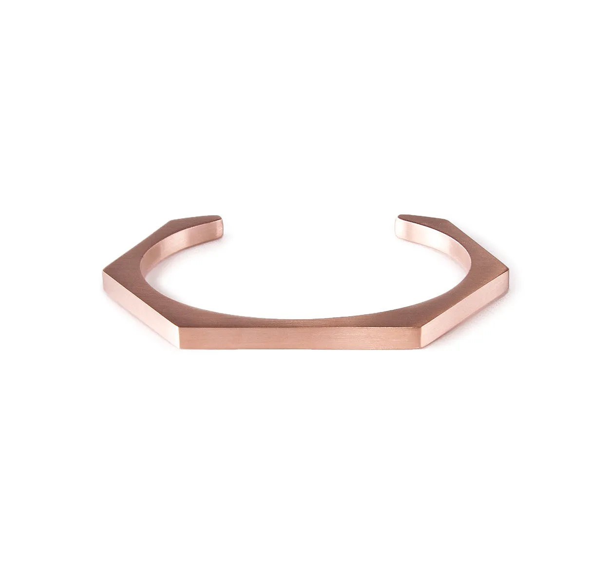 BG007RG B.Tiff Plain Rose Gold Plated Stainless Steel Hexagon Bangle Bracelet