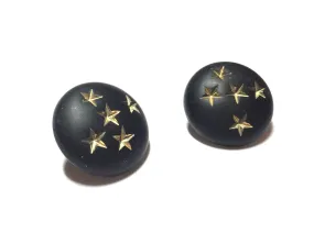 Black & Gold Stars Retro Button Stud Earrings