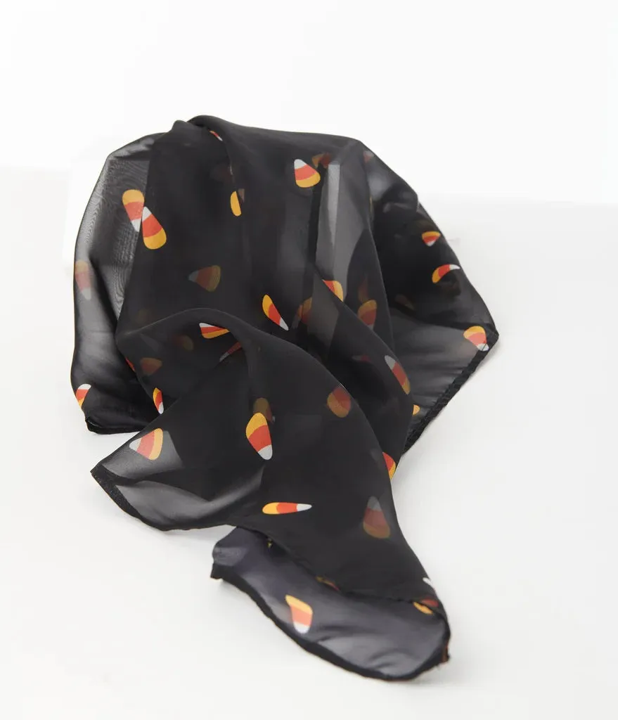 Black Candy Corn Print Hair Scarf