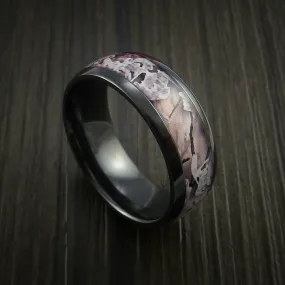 Black Titanium Men's Ring with Camo Inlay Custom Made Wedding Band