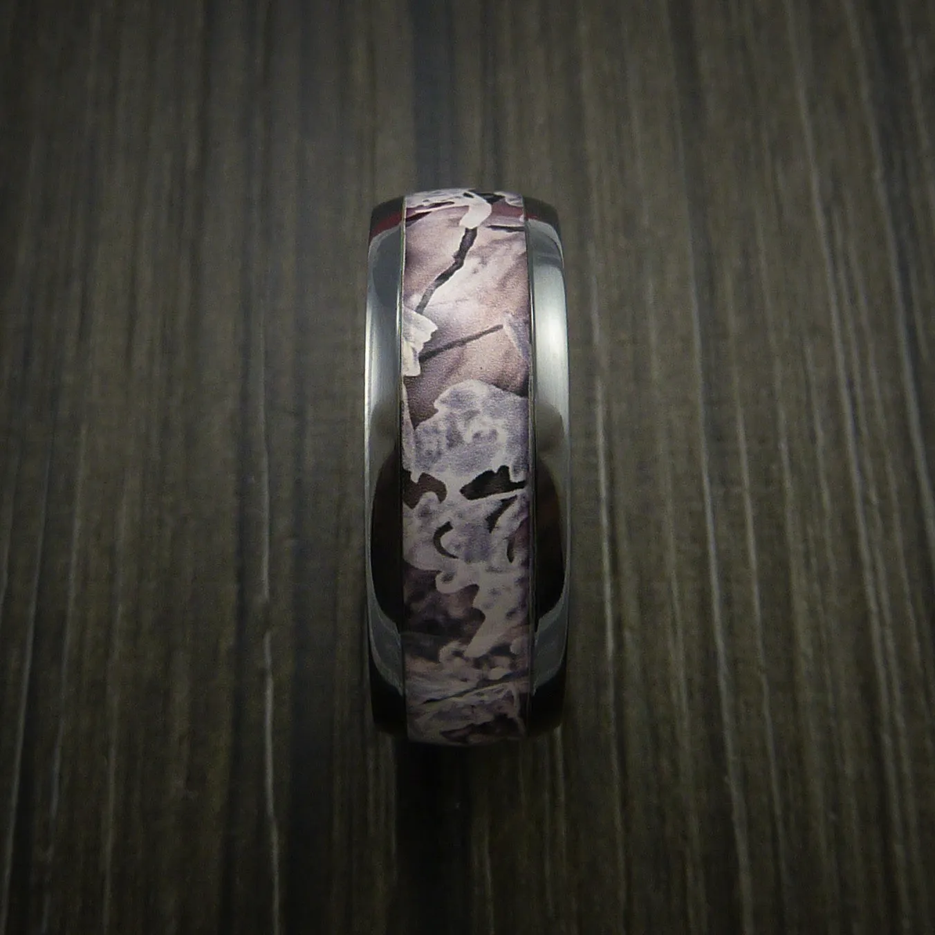 Black Titanium Men's Ring with Camo Inlay Custom Made Wedding Band