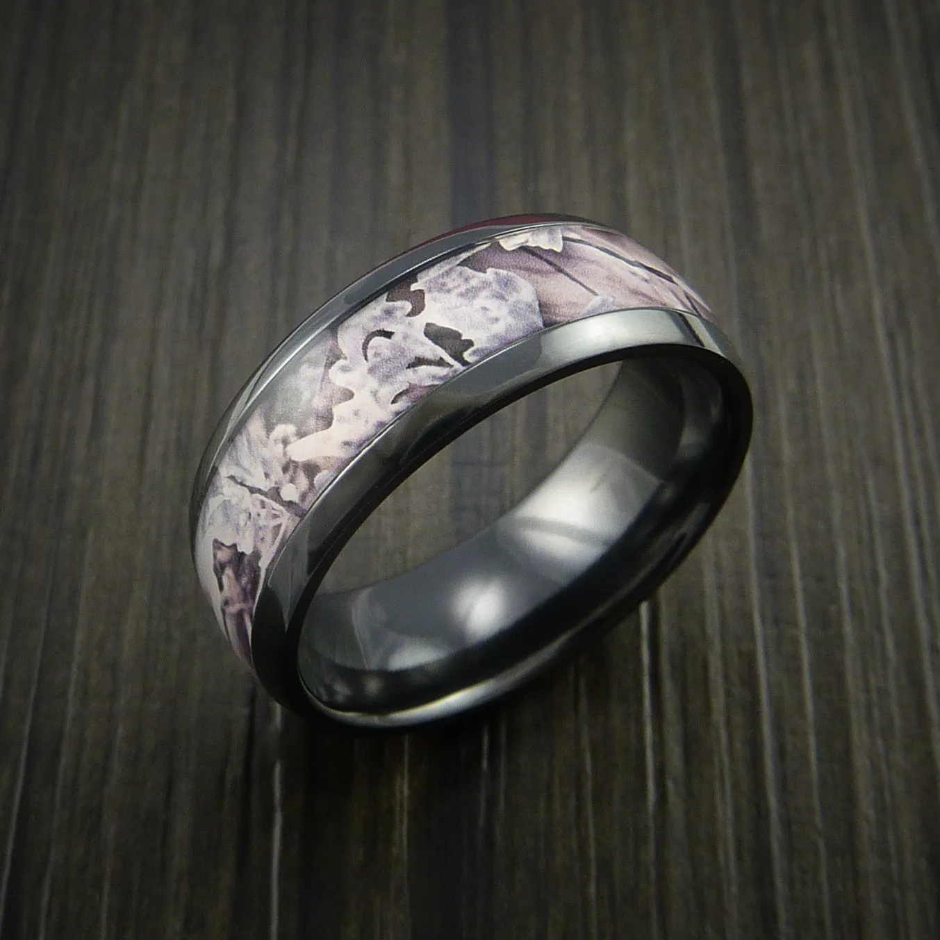 Black Titanium Men's Ring with Camo Inlay Custom Made Wedding Band