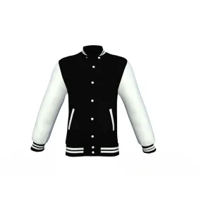 Black Varsity Letterman Jacket with White Sleeves