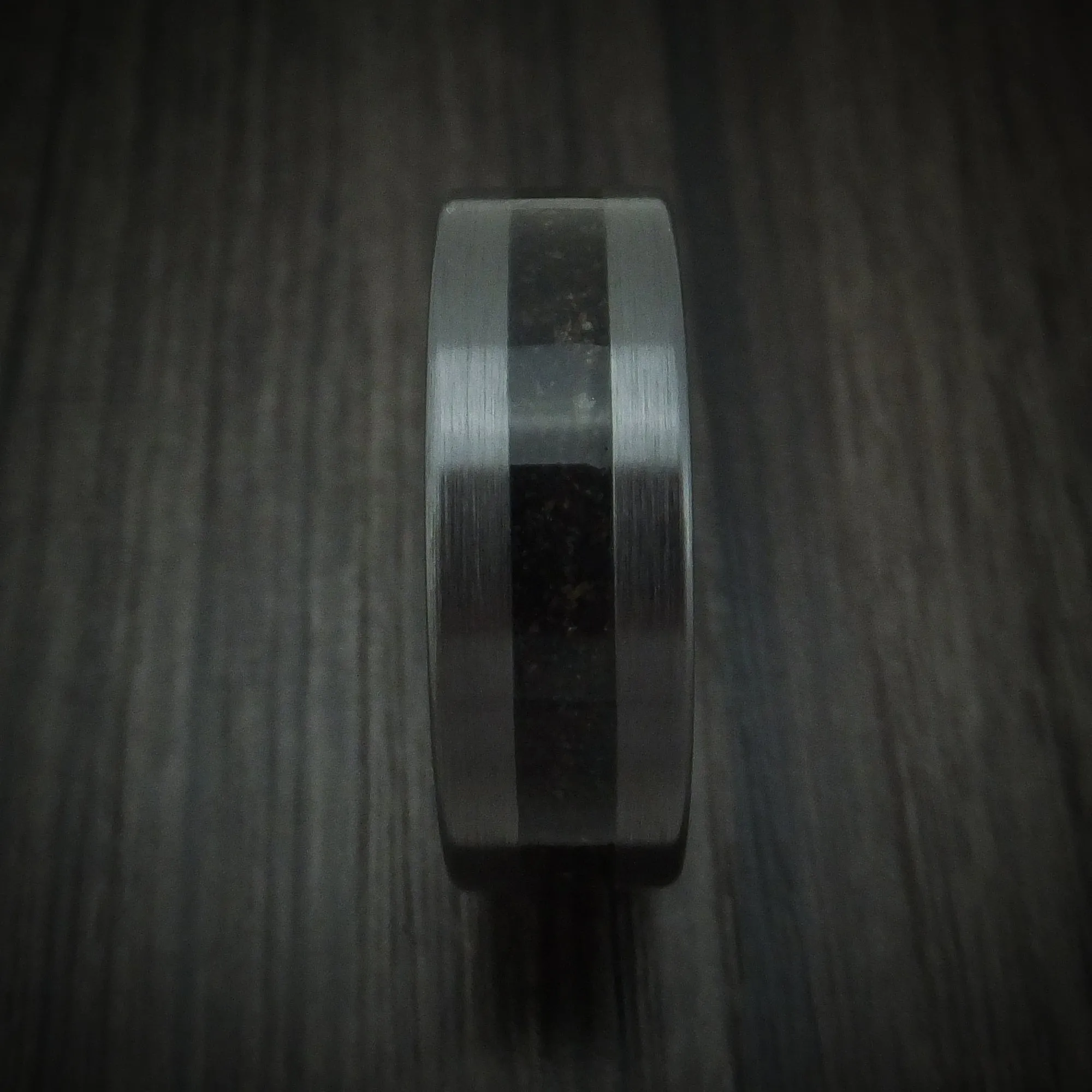 Black Zirconium and Dino Bone Men's Ring Custom Made