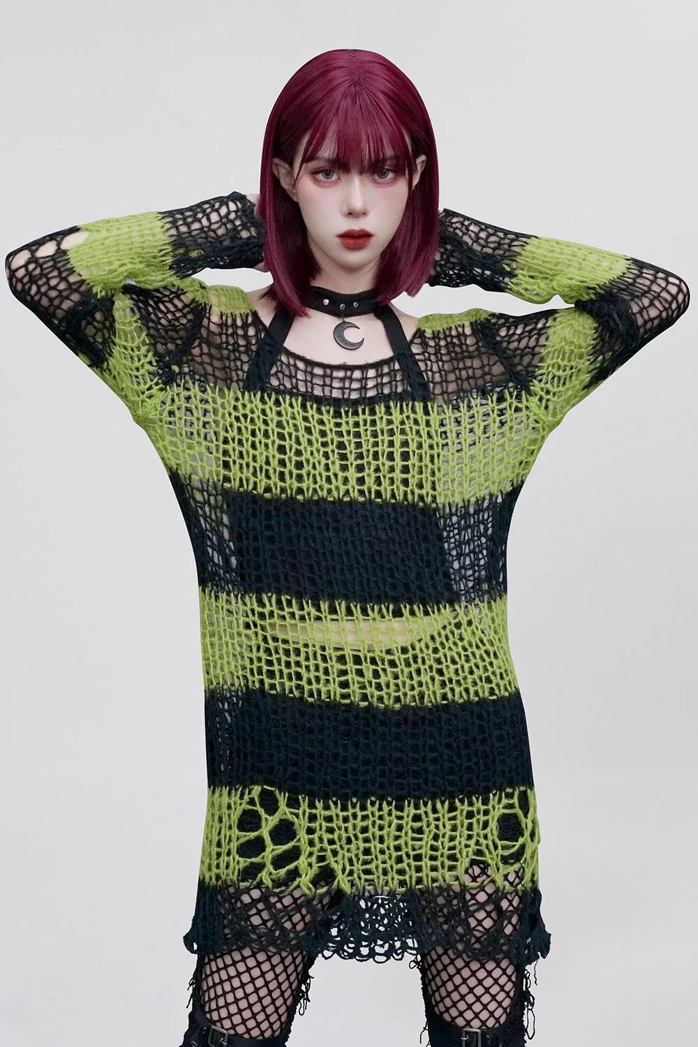 Bleed Green Striped Sweater [BLACK/GREEN]