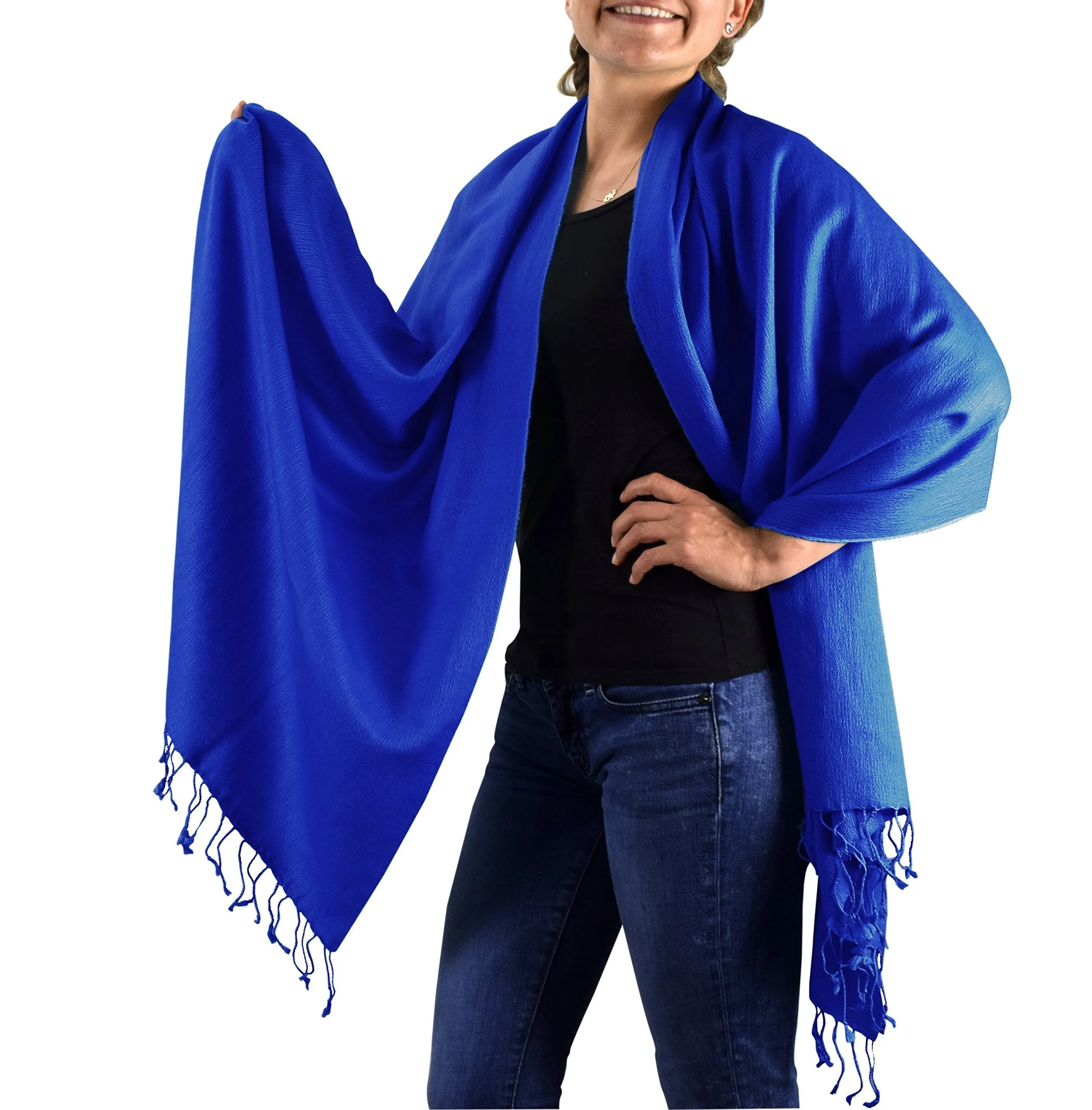 Blue Peach Couture Pashmina Silk Wrap 70% Cashmere & 30% Silk Blend