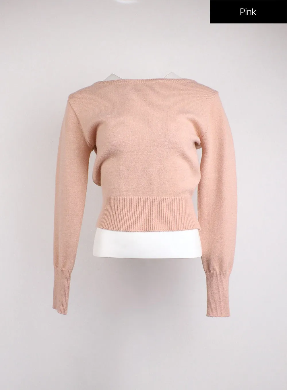 Boat Neck Knit Sweater OJ422