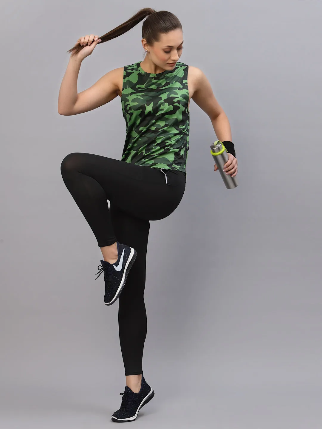 Camouflage Print Sleeveless Activewear Tank Top