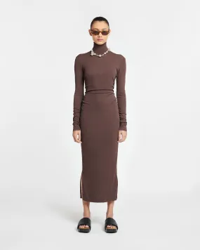 Cardia - Mesh-Jersey Turtleneck Dress - Nutmeg