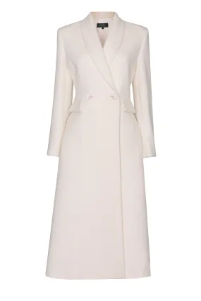 Cashmere/Wool Coat in Ivory - Dulcie