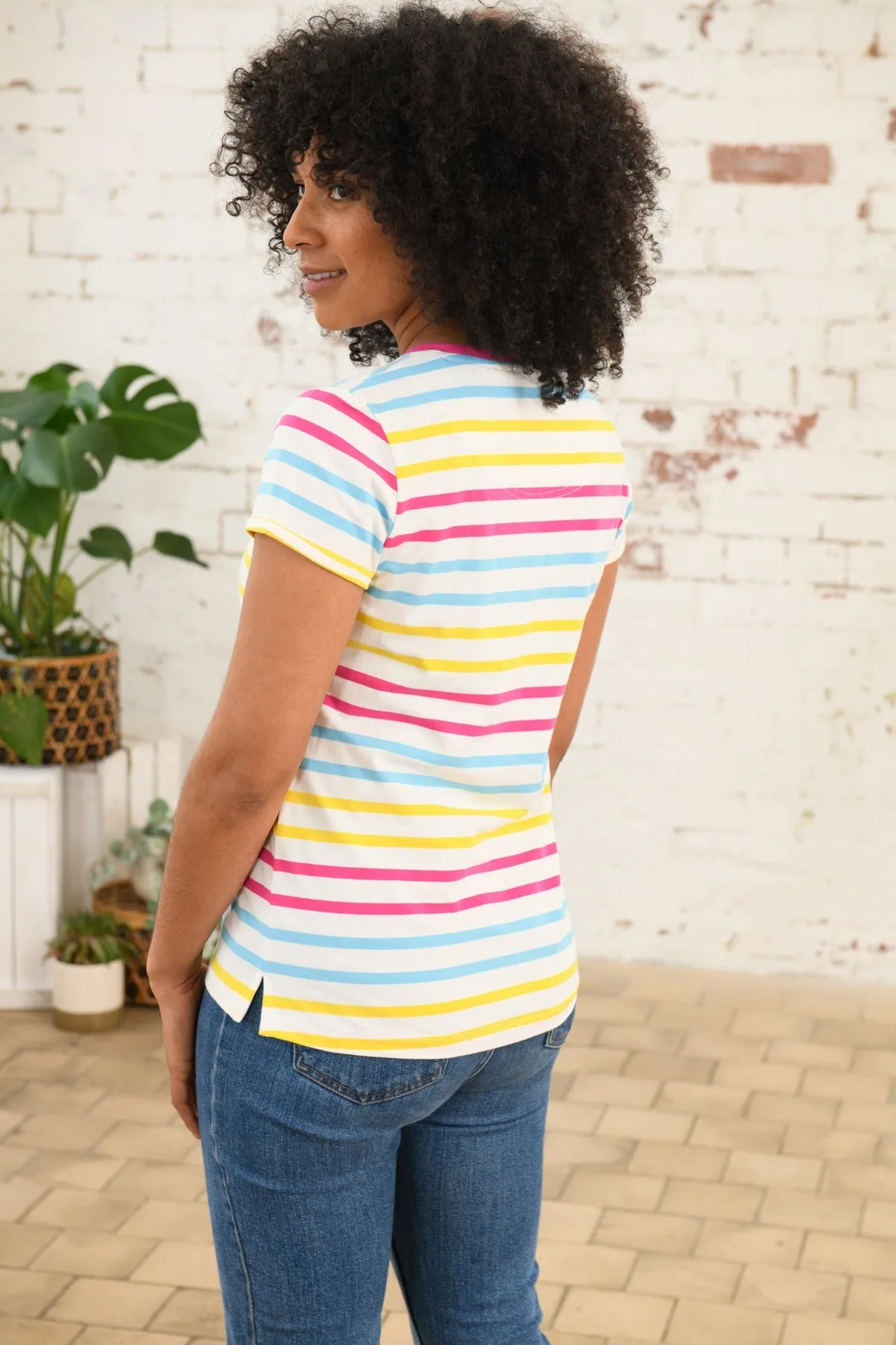 Causeway Tee - Pink Sky Blue Stripe