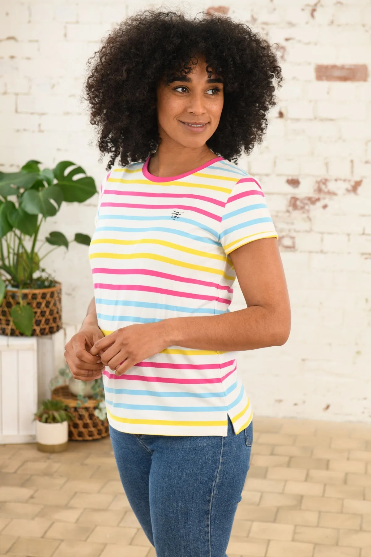 Causeway Tee - Pink Sky Blue Stripe